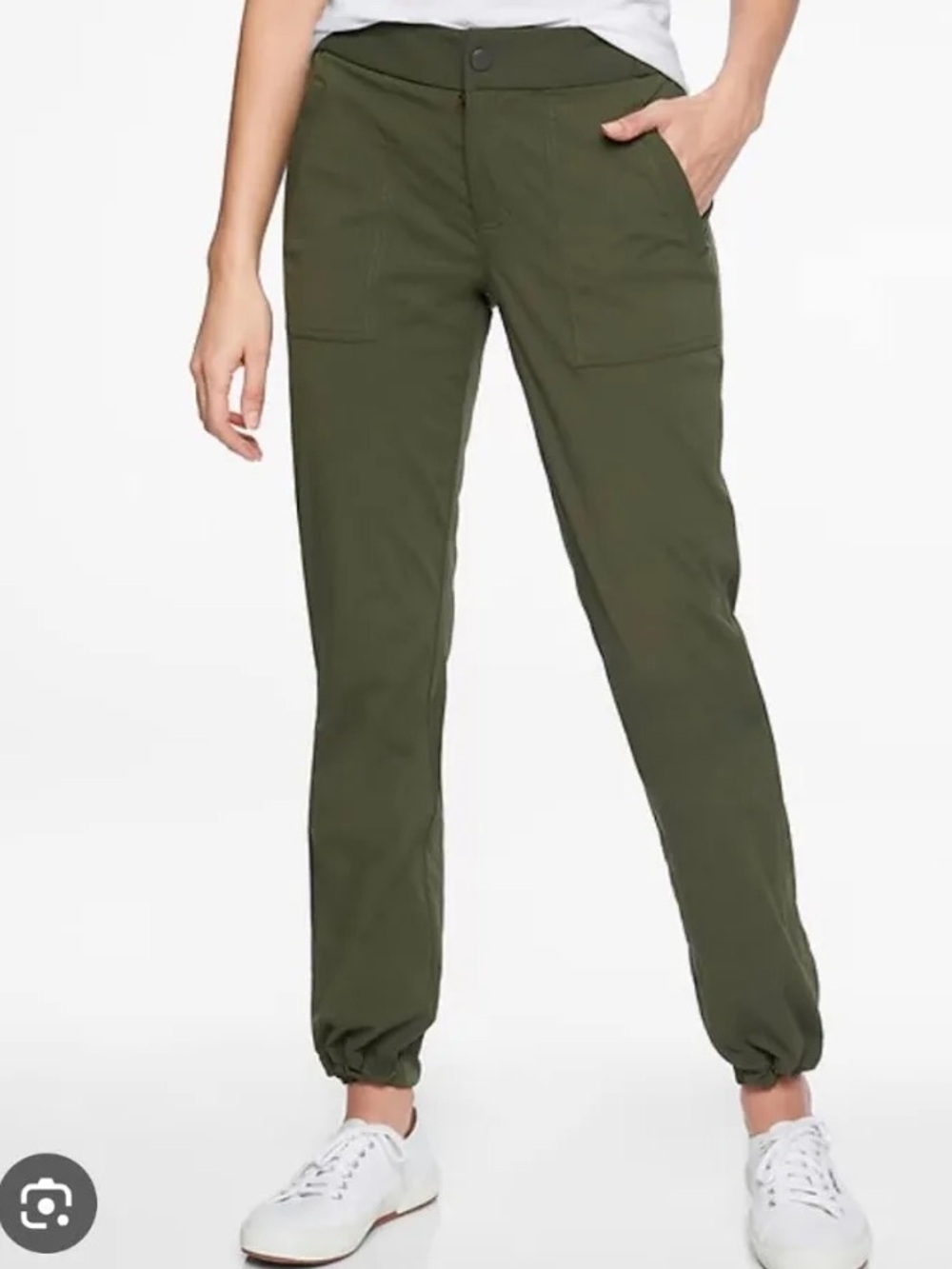 Athleta Women’s Trekkie Hike Pants Green Full Length Zip Pocket Size 4 Tall